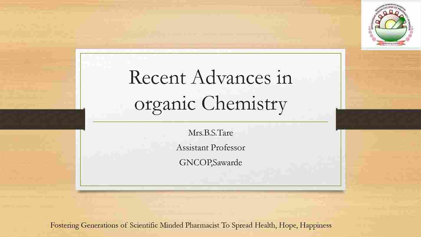 Recent advances in Pharmaceutical organic chemistry-Page-1